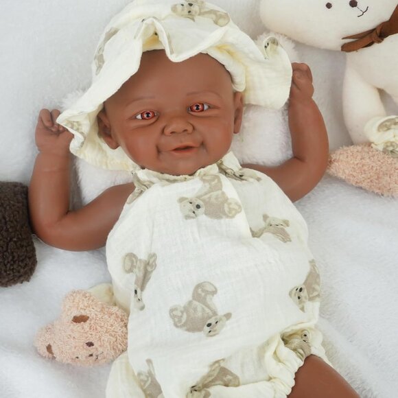 16.9in Full Silicone Not Vinyl Reborn tan Baby Girl Dolls Lifelike Reborn Baby - Picture 2 of 6
